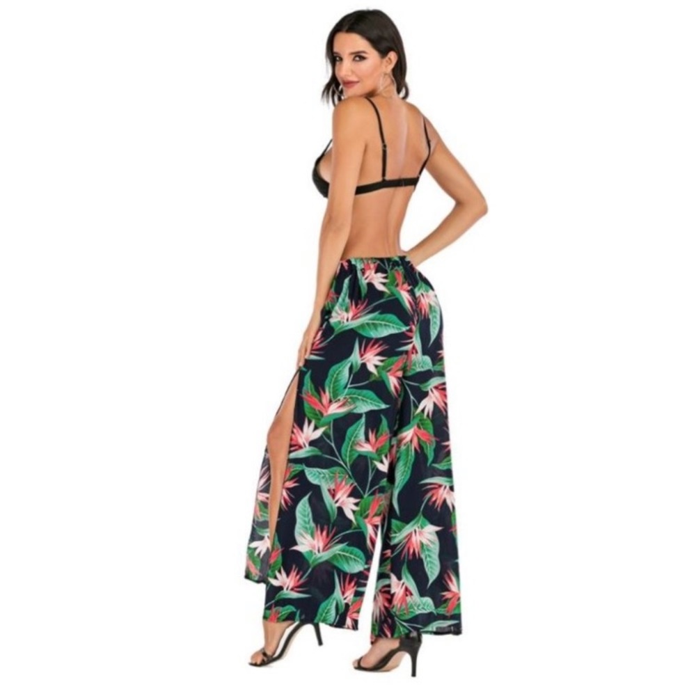 Tropical open front long pants